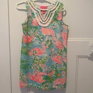 EUC Lilly Pulitzer Harper shift dress size 4 / 5 flamingo print